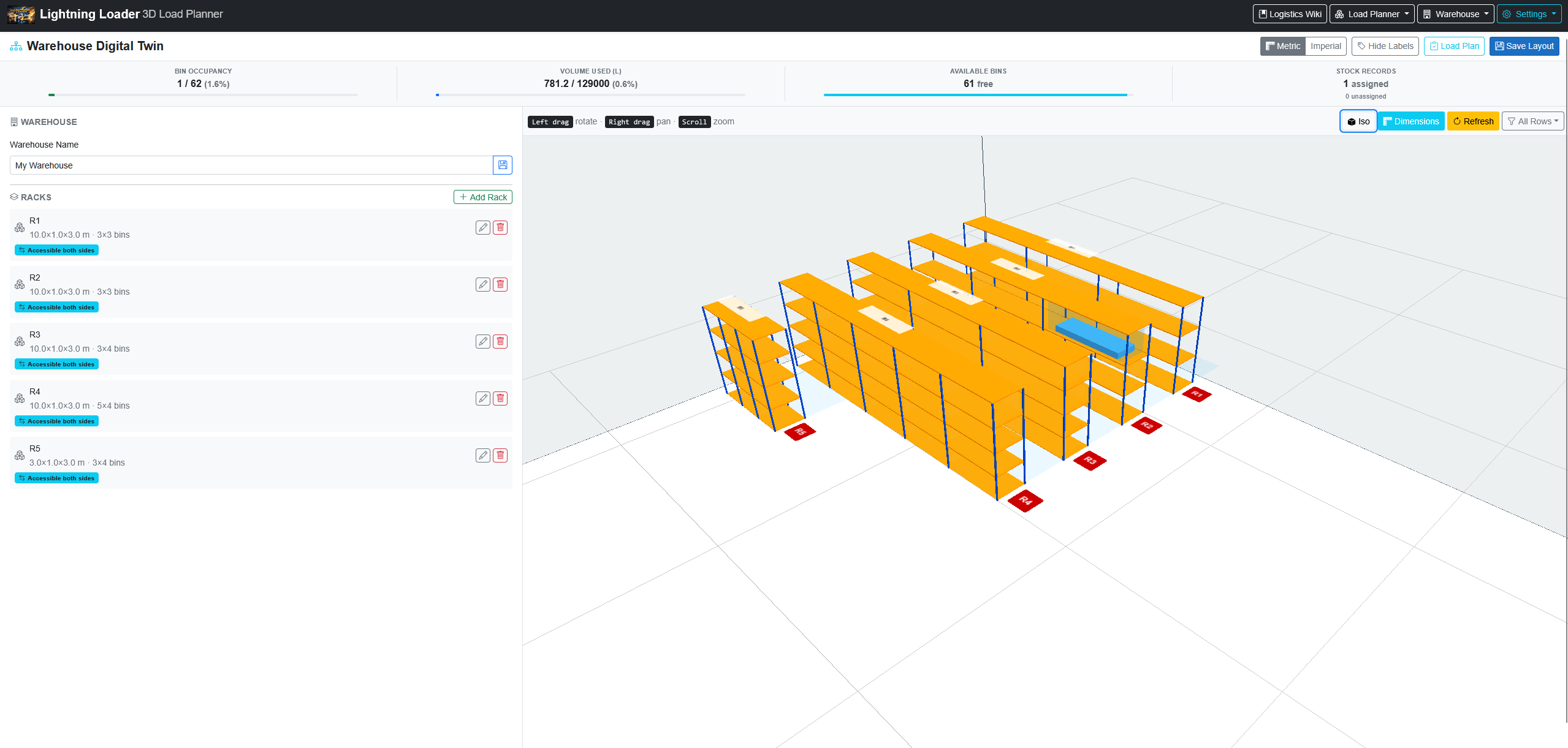 Warehouse Digital Twin Interface